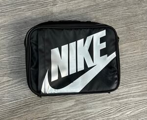Nike Insulated Lunch Box Bag Black Silver Big Logo Lunch Bag Cooler Kids Adults